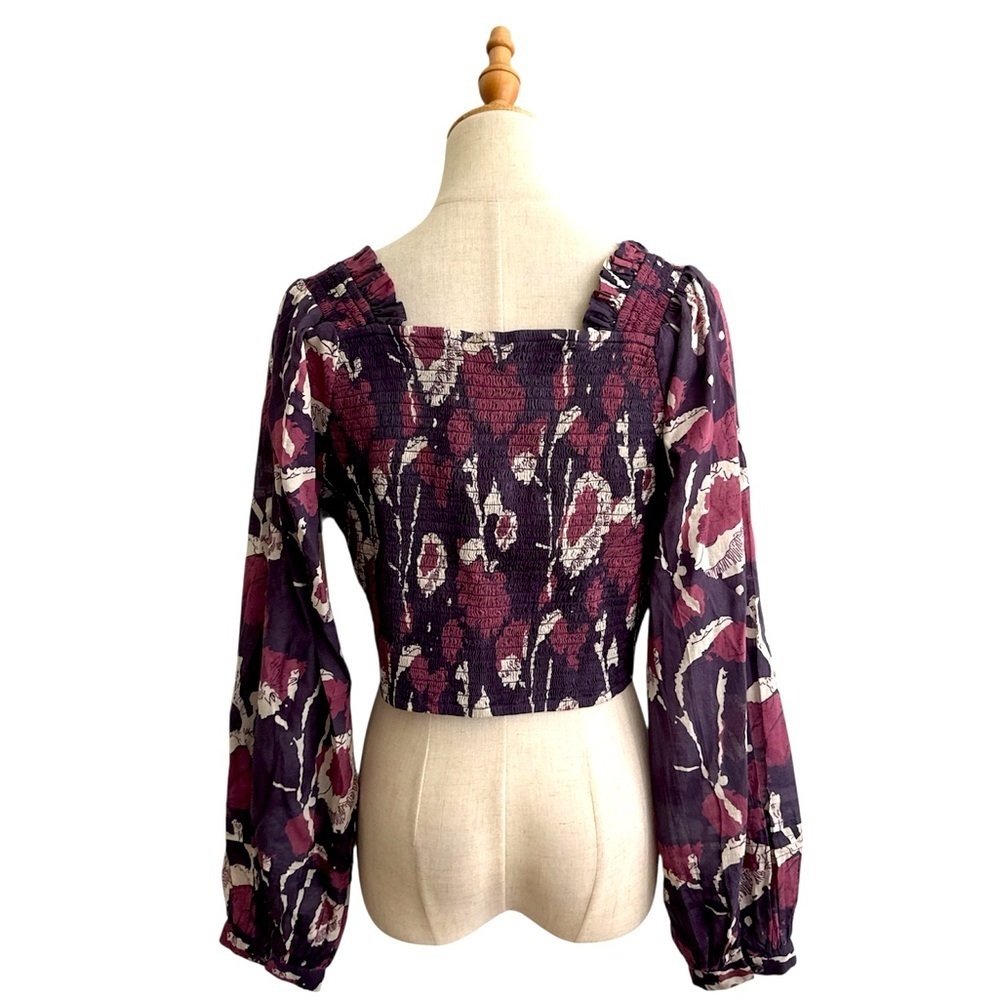 Free People Cleobella Valencia Wrap Top Purple Motif Size Medium New With Tags - Picture 4 of 11